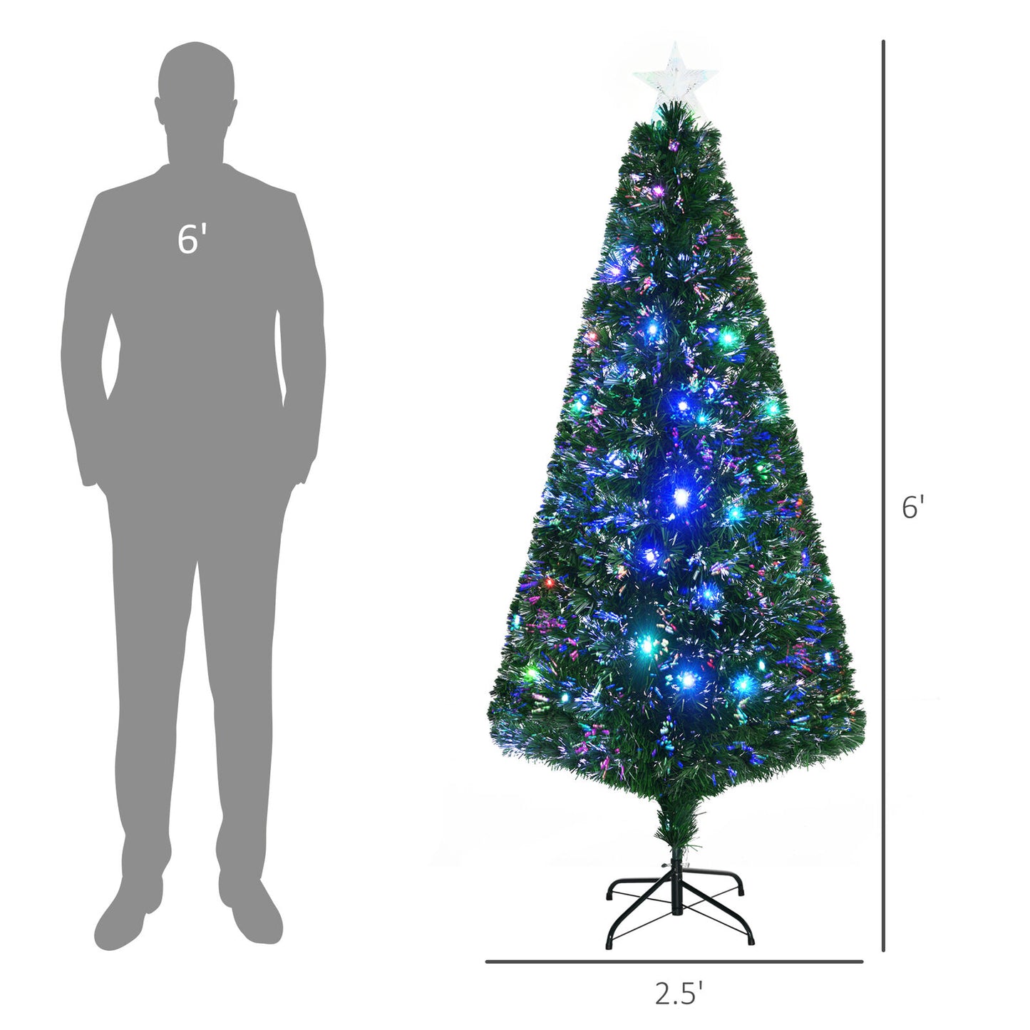 6' Pre-Lit Fiber Optic Artificial Christmas Tree with star topper - Green